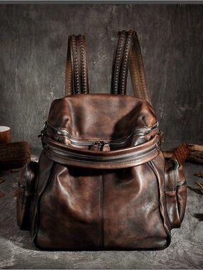 RockCow Vintage Leather Women Backpack, School Backpack, Designer Handbags AK10